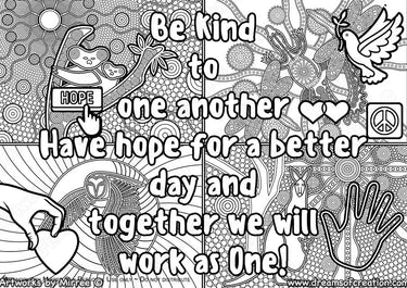 'Hope' Colouring Single PDF Page COLOURING PAGE' by Mirree Contemporary Dreamtime Series